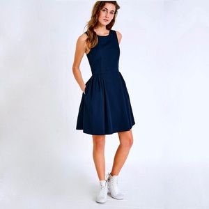 JACK WILLS Navy Blue Fit & Flare Mini Dress Cut-out Back 8